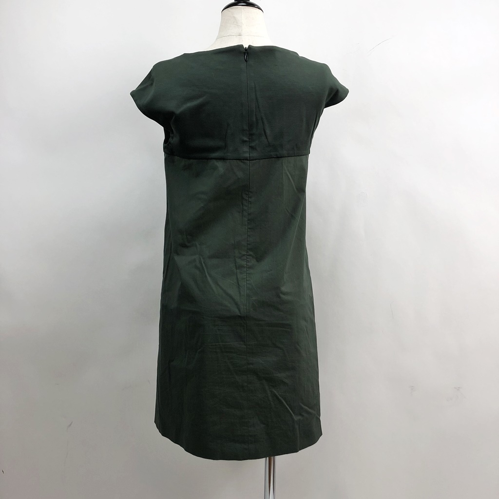 [ popular ]PAULE KA/ paul (pole) ka short sleeves One-piece mini height back fastener Hungary made cotton moss green size 36 lady's /S5427