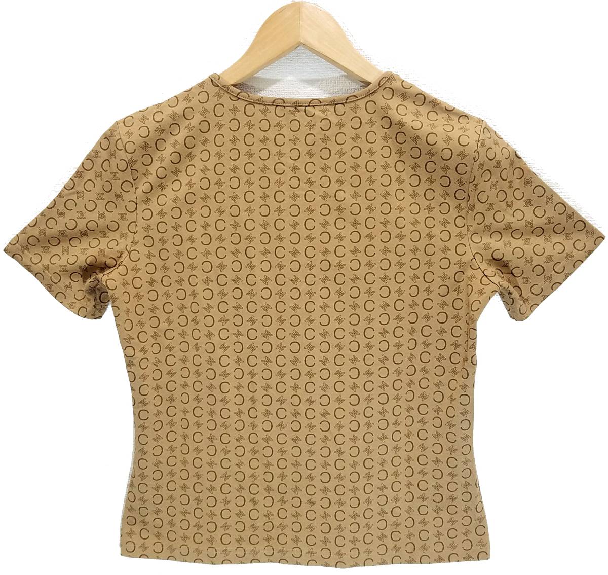  domestic regular goods Celine Japan GOLD Macadam total pattern monogram T-shirt L lady's 42 stretch waist Shape CELINE gold group Brown 