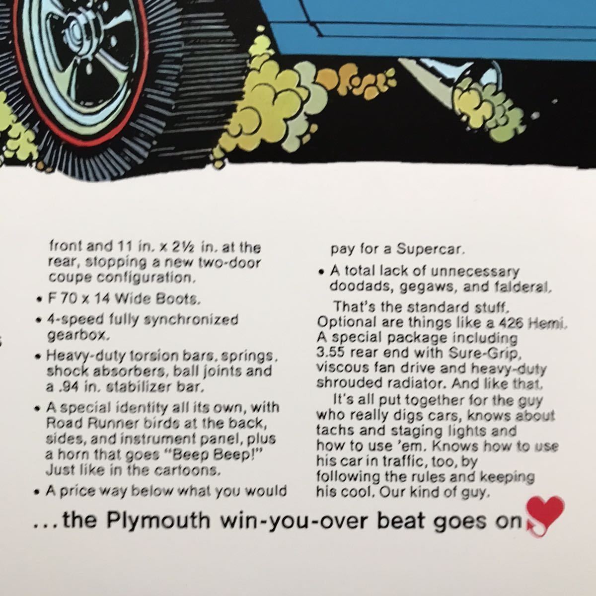  постер *1968 plymouth * Roadrunner [Beep Beep]*Mopar/Plymouth/mopa-/ мускл машина /Dodge/ Setagaya основа / Ame машина 