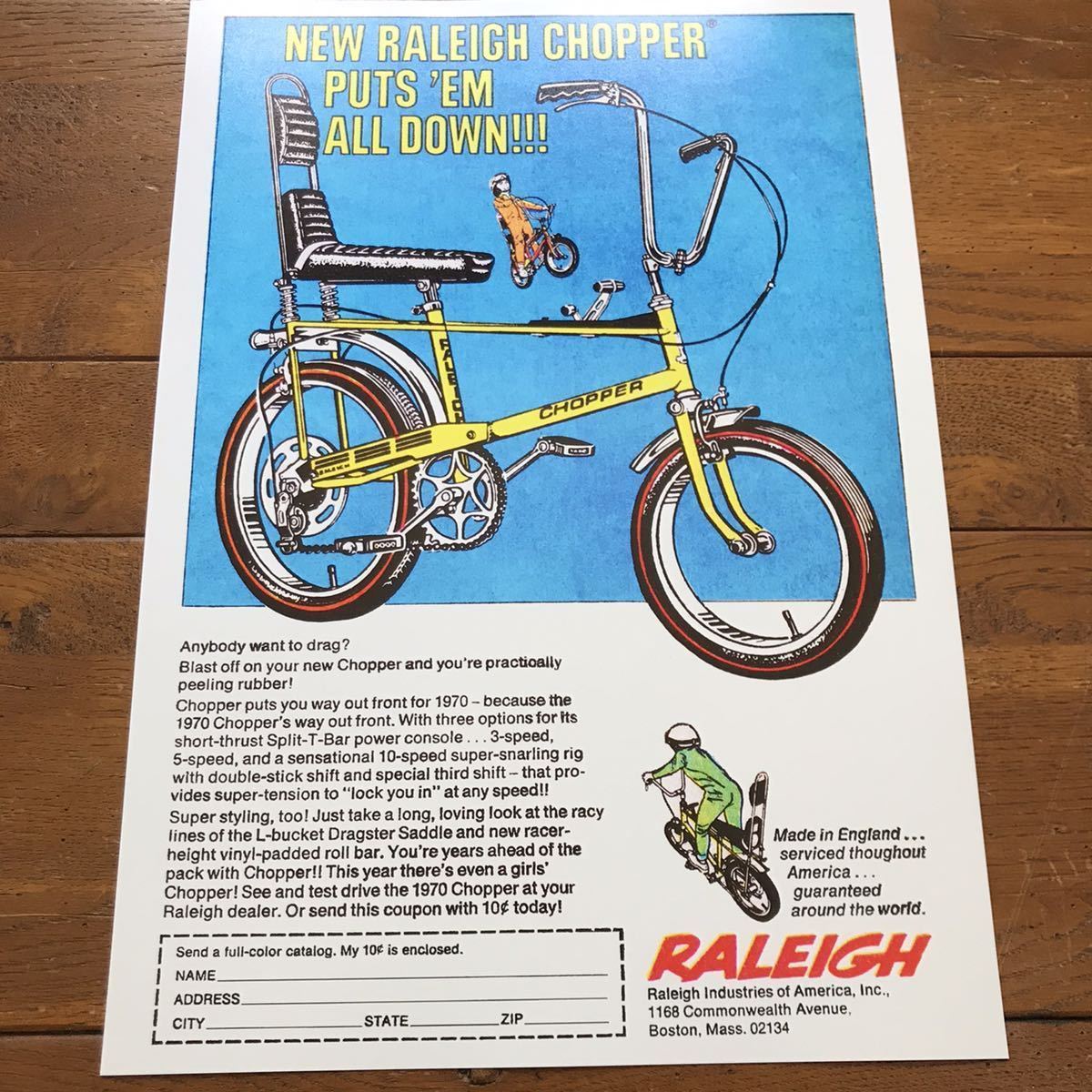 ポスター★1970年 Raleigh社 チョッパーサイクル ビンテージ広告ポスター★Drag Race/Chopperの画像6