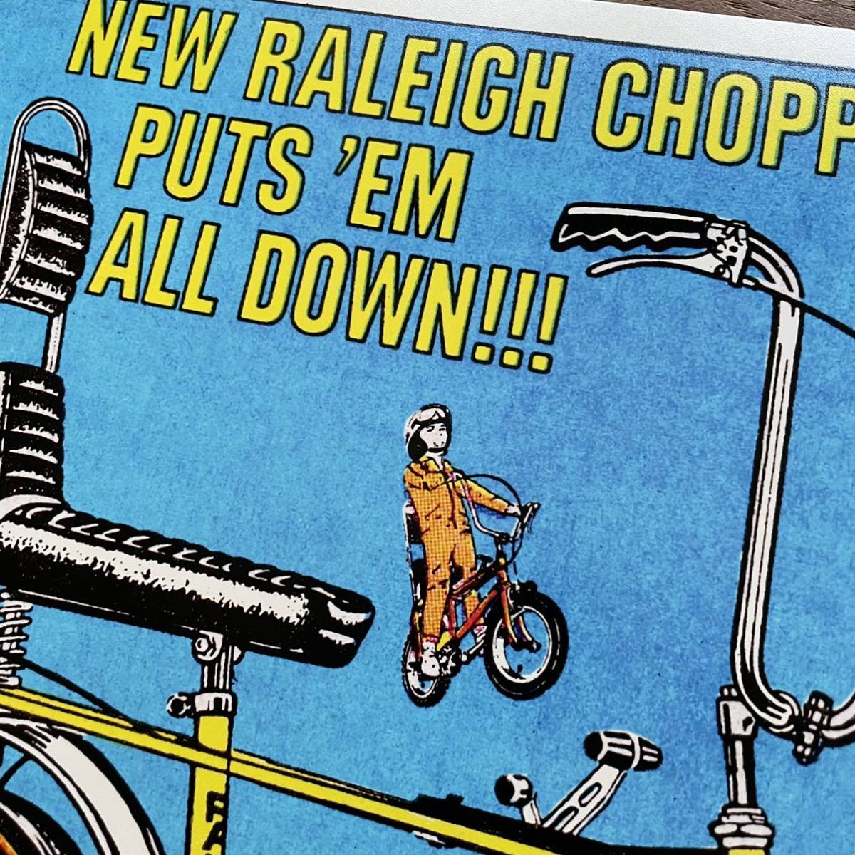 ポスター★1970年 Raleigh社 チョッパーサイクル ビンテージ広告ポスター★Drag Race/Chopperの画像9