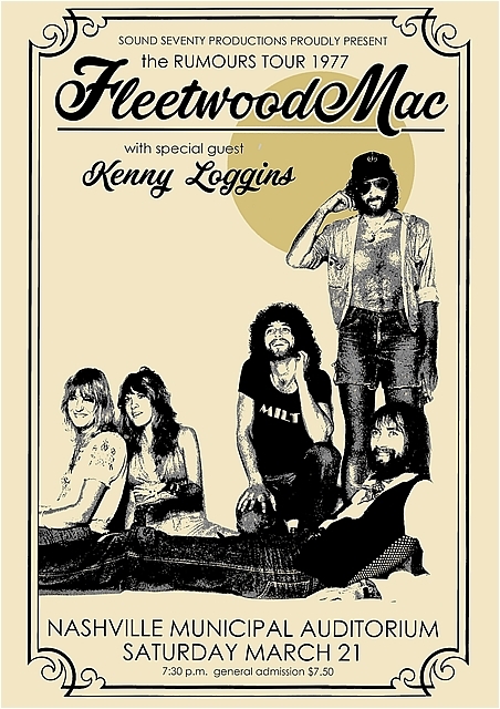 ポスター★フリートウッド・マック（Fleetwood Mac）1977年 『噂』 (Rumours)ツアー・ナッシュビル★スティーヴィー・ニックス_ポスターサイズ：29.7cm × 42cm