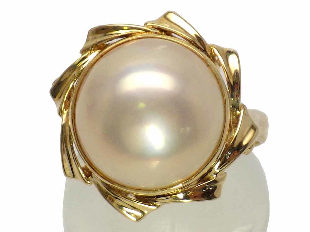 Mabapal Ring K18 5.6G 15,5 Ювелирные изделия Mabe-Pearl 12,5 мм кольцо
