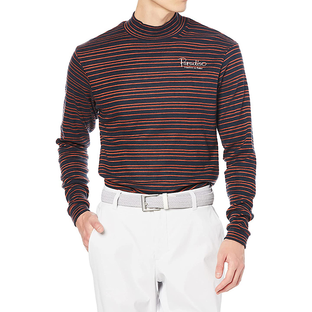  новый товар Paradiso длинный рукав с высоким воротником рубашка LL размер темно-синий XSM52F.. повышение температуры включая налог 10,500 иен мужской Golf одежда Golf рубашка 
