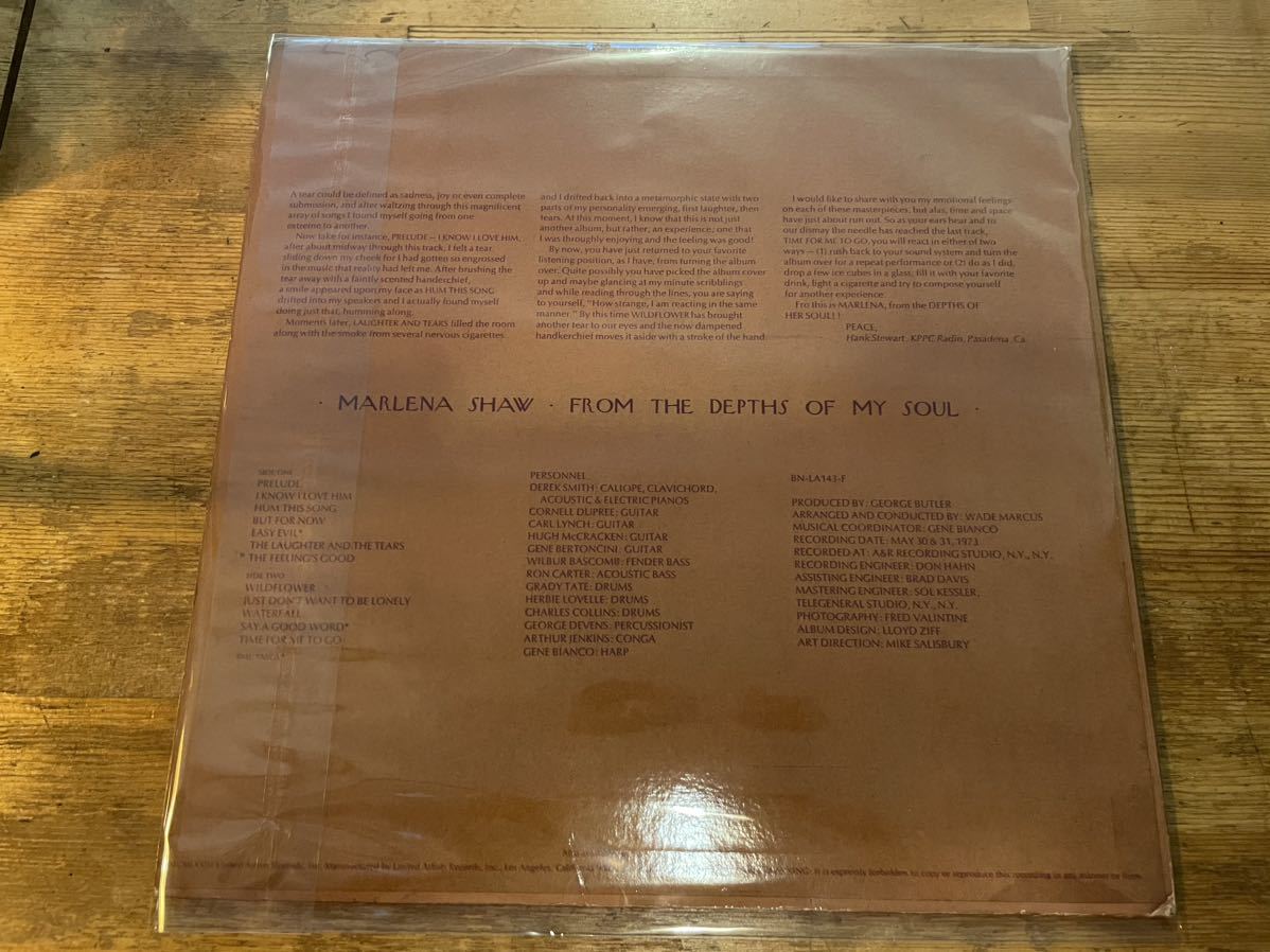 MARLENA SHAW FROM THE DEPTHS OF MY SOUL LP US ORIGINAL PRESS!! サンプリングソース_画像2