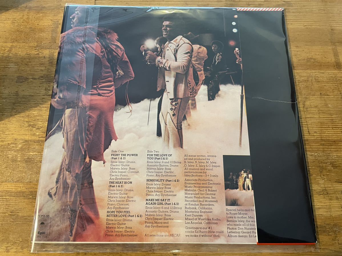 THE ISLEY BROTHERS THE HEAT IS ON LP JAPAN FIRST PRESS!! 希少帯付き日本盤 MELLOW CLASSIC!!「FOR THE LOVE OF YOU」収録！_画像2