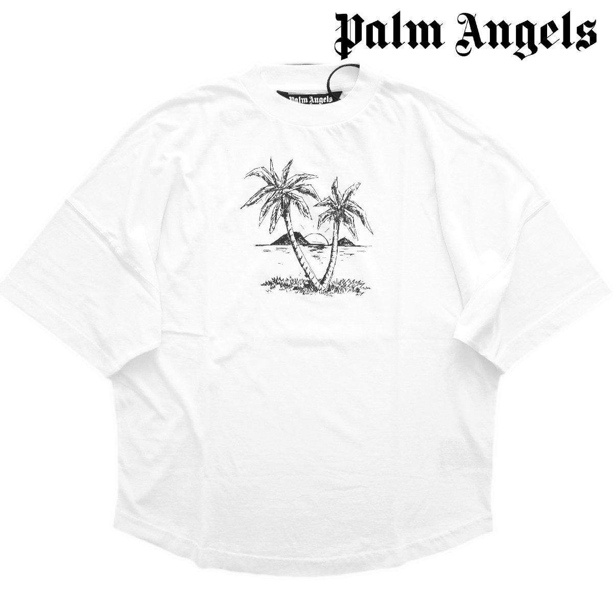 2022◆新品◆パームエンジェルス◆ラグジュアリーストリート! Palm Angels 背中デカロゴ パームツリー オーバーサイズ 半袖 Tシャツ S 白の画像1