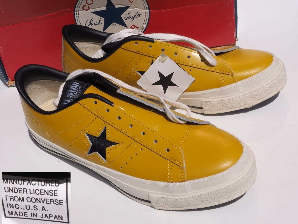 デッド!! US 8 /26.5 90s 初期タグ 日本製 converse ワンスター マスタード黒 MADE IN JAPAN