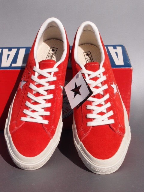 デッド!! 90s 初期タグ 日本製 converse ワンスター 赤 スエード レザー US 8 1/2/ 27ｃｍ チャックテイラーヒール_画像2