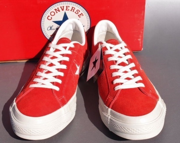 デッド!! 90s 初期タグ 日本製 converse ワンスター 赤 スエード レザー US 8 1/2/ 27ｃｍ チャックテイラーヒール_画像3