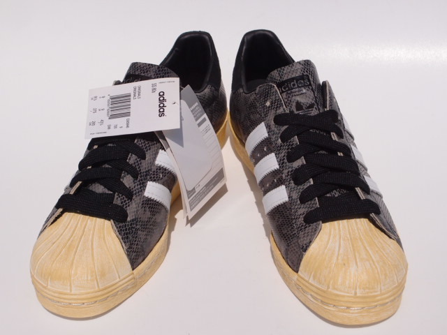 デッド!! 27,5cm 希少!! 新品 13年 adidas スーパースター 80s SUPERSTAR 80s VINTAGE SNAKE 黒 蛇スネーク コルダの画像3