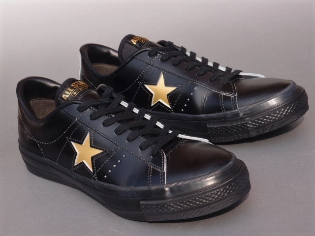 美品!! 26cm /US 7 1/2 日本製 限定 converse ワンスター J 黒ｘ金 レザー MADE IN JAPAN