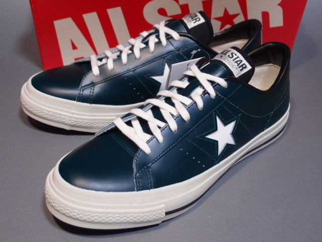 デッド!! 未使用!! US 9 1/2 / 28cm 希少カラー 日本製 converse ワンスター J D.GRN/WHT ダークグリーン レザー 箱付き_画像2