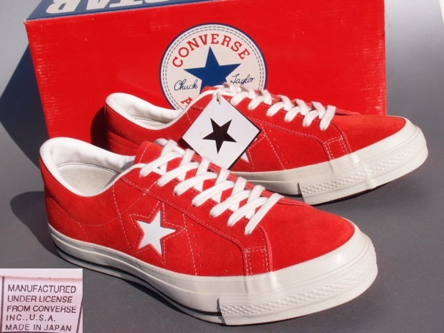 デッド!! 90s 初期タグ 日本製 converse ワンスター 赤 スエード レザー US 8 1/2/ 27ｃｍ チャックテイラーヒール_画像1