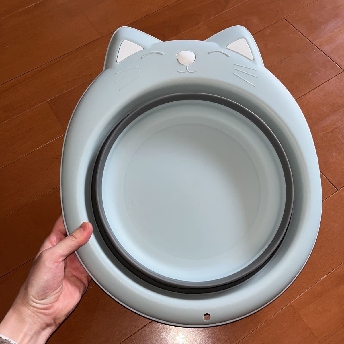 折り畳み式ねこ洗面器 2個セット ブルー（使用済み）ピンク（未使用）洗面器｜PayPayフリマ