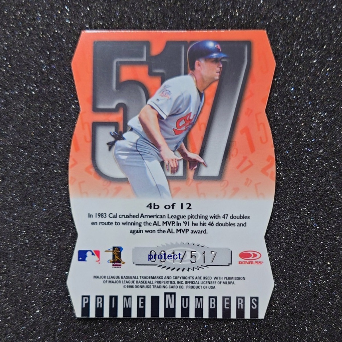 toki様限定◆【1st# ダイカット】Cal Ripken 1998 Donruss Elite Prime Numbers 517 Career Doubles ◇検索：カル・リプケン Oriolesの画像2