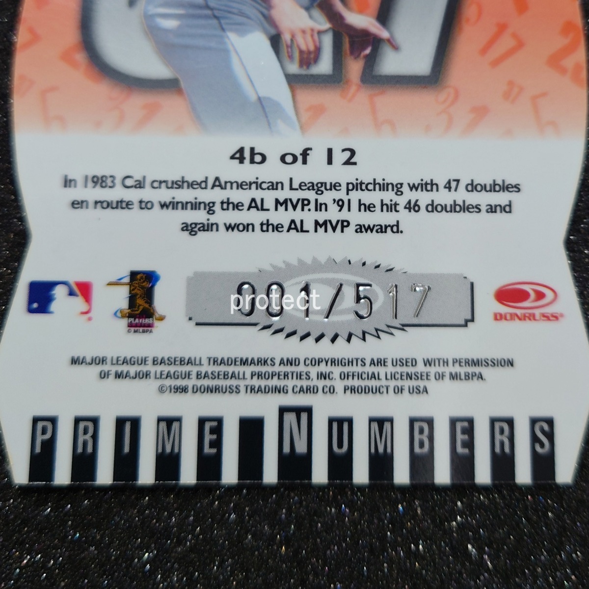 toki様限定◆【1st# ダイカット】Cal Ripken 1998 Donruss Elite Prime Numbers 517 Career Doubles　◇検索：カル・リプケン Orioles_画像3