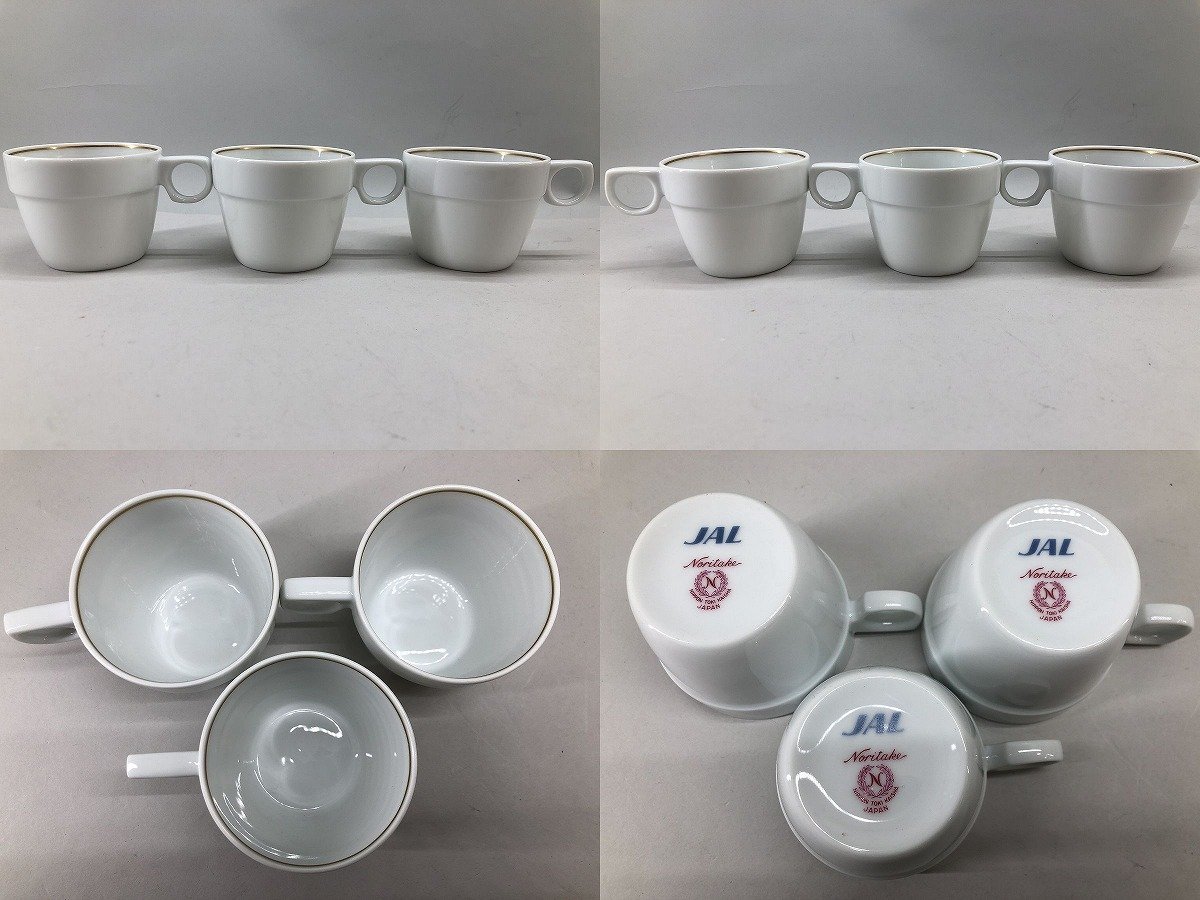 Noritake ノリタケ JAL Wネーム カップアンドソーサー 6客 椀皿 白磁 金彩 日本陶器会社印[01-3037の画像3