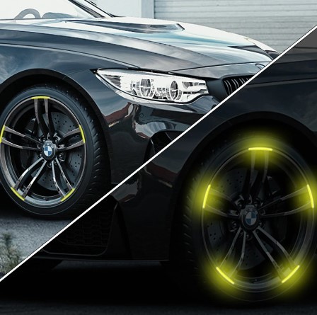 自動車/オートバイのタイヤホイール用 装飾反射ステッカー20個セット 色：カラフル 交通安全 目立つ 映える 光るステッカー_画像3