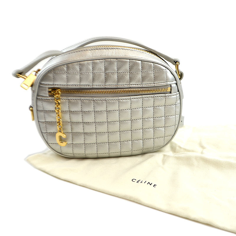 セリーヌ CELINE Cチャーム スモール カメラバッグ 188363BF シルバー