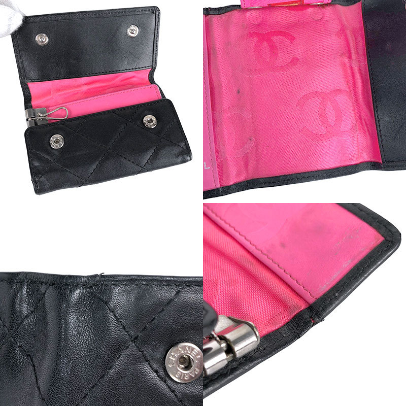 シャネル CHANEL カンボンライン 6連キーケース A84432 ラムスキン