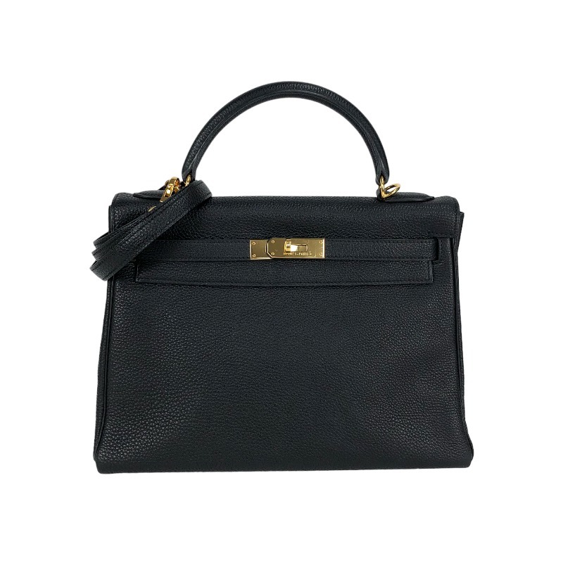 エルメス HERMES ケリー32 H刻 ブラック ゴールド金具 ハンドバッグ レディース エルメス ケリー32 トゴ ブラック ゴールド金具 Q刻