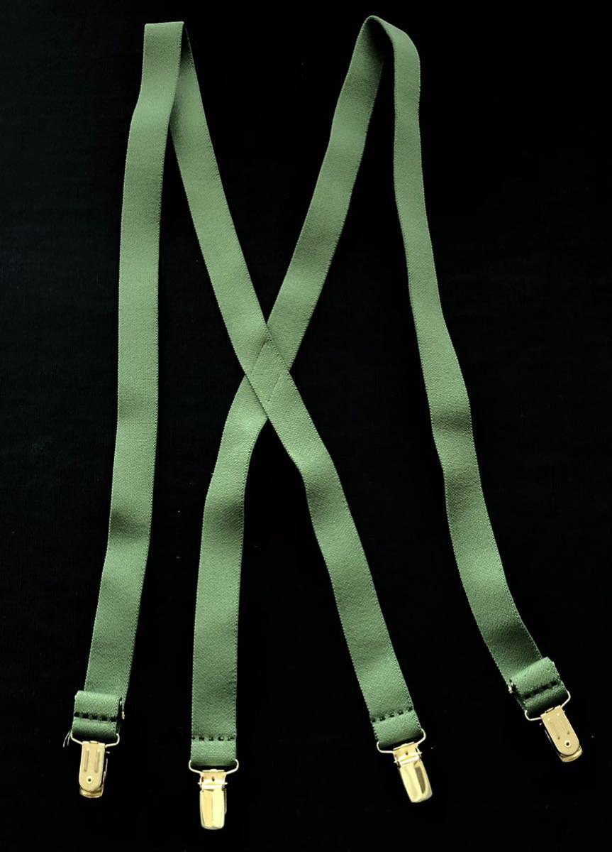 新品 USA製 サスペンダーファクトリー ラバーベルト 伸縮性素材 アメリカ製　　SUSPENDER FACTORY MADE IN USA オリーブ 玉7065_画像1