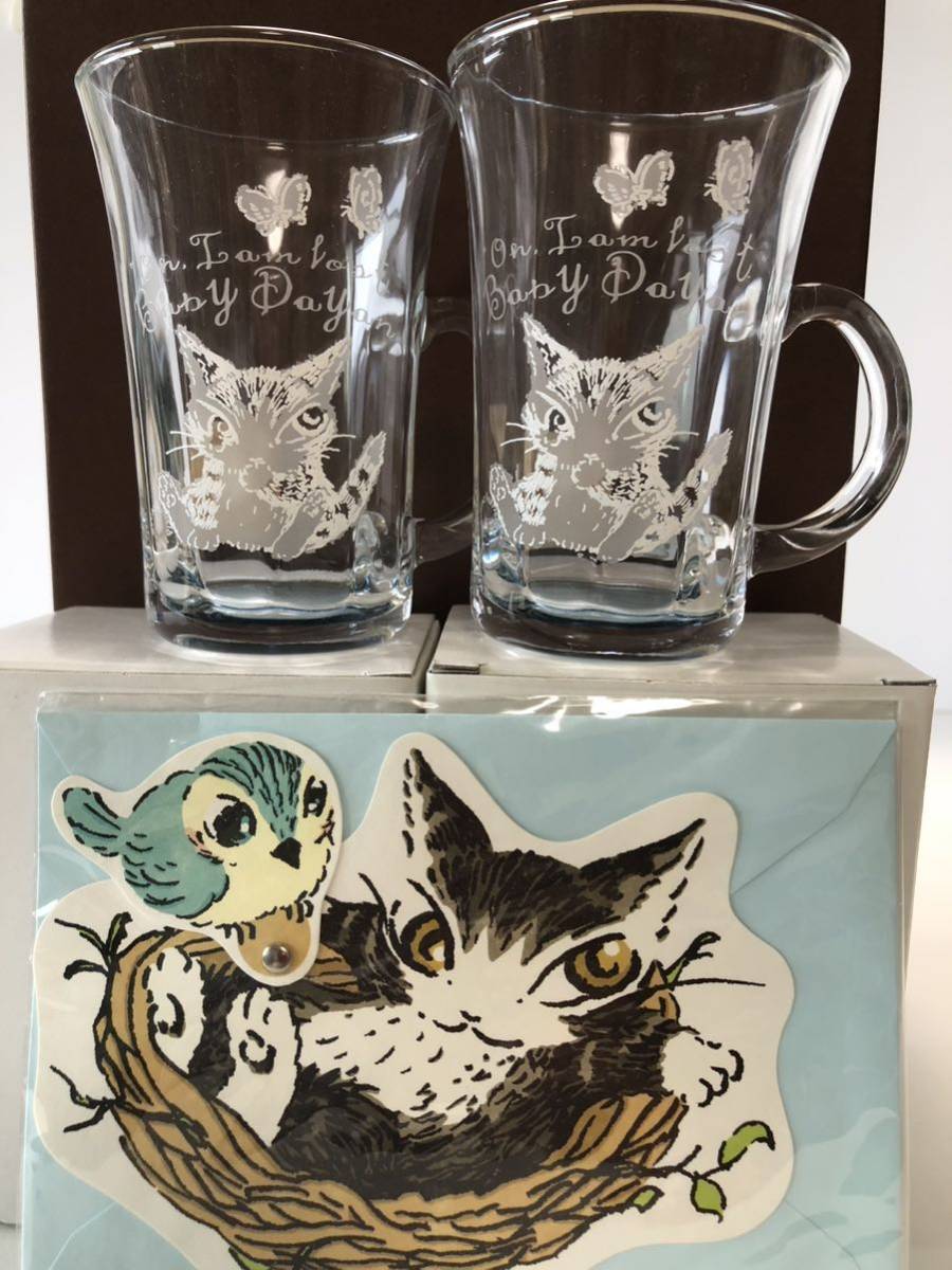 わちふぃーるど ダヤン 手付き グラス & カード マグカップ 猫 新生活 クリスマス プレゼント 新婚 食器 ねこ ネコ ビールグラス 誕生日_画像2