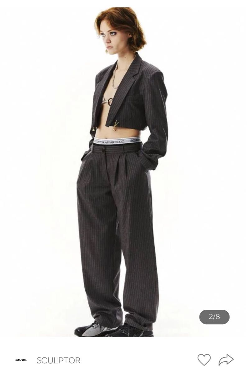 Peekaboo Lowrise Pintuck Pants Black Pin Stripe - Sculptor