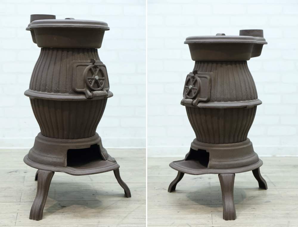 [G0347]* antique * iron. wood stove * castings *daruma* stone charcoal * objet d'art * Junk *