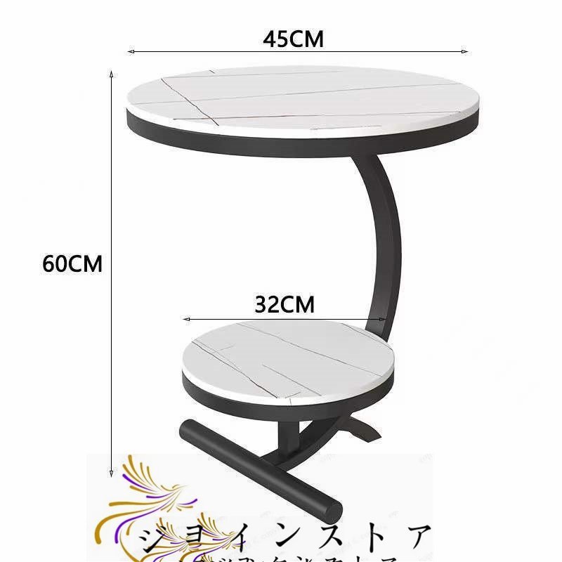 人気美品★ 北欧風コーヒーテーブル 丸型テーブル 大理石製 ソファサイドシェルフ ベッドサイドシェルフ リビング 寝室用テーブル_画像4