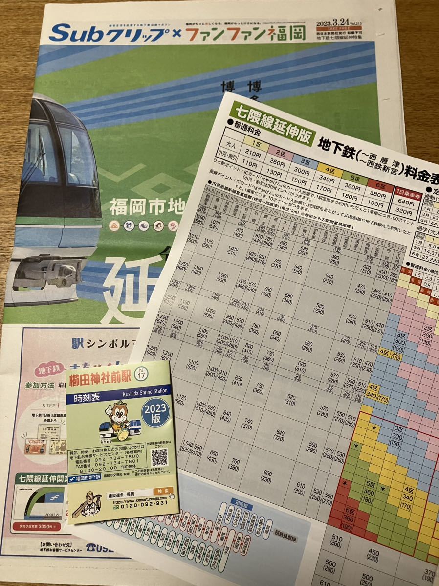 数量限定　七隈線延伸開業記念　はやかけん　福岡市営地下鉄　いちょう色　2枚セット　おまけ色々　　②