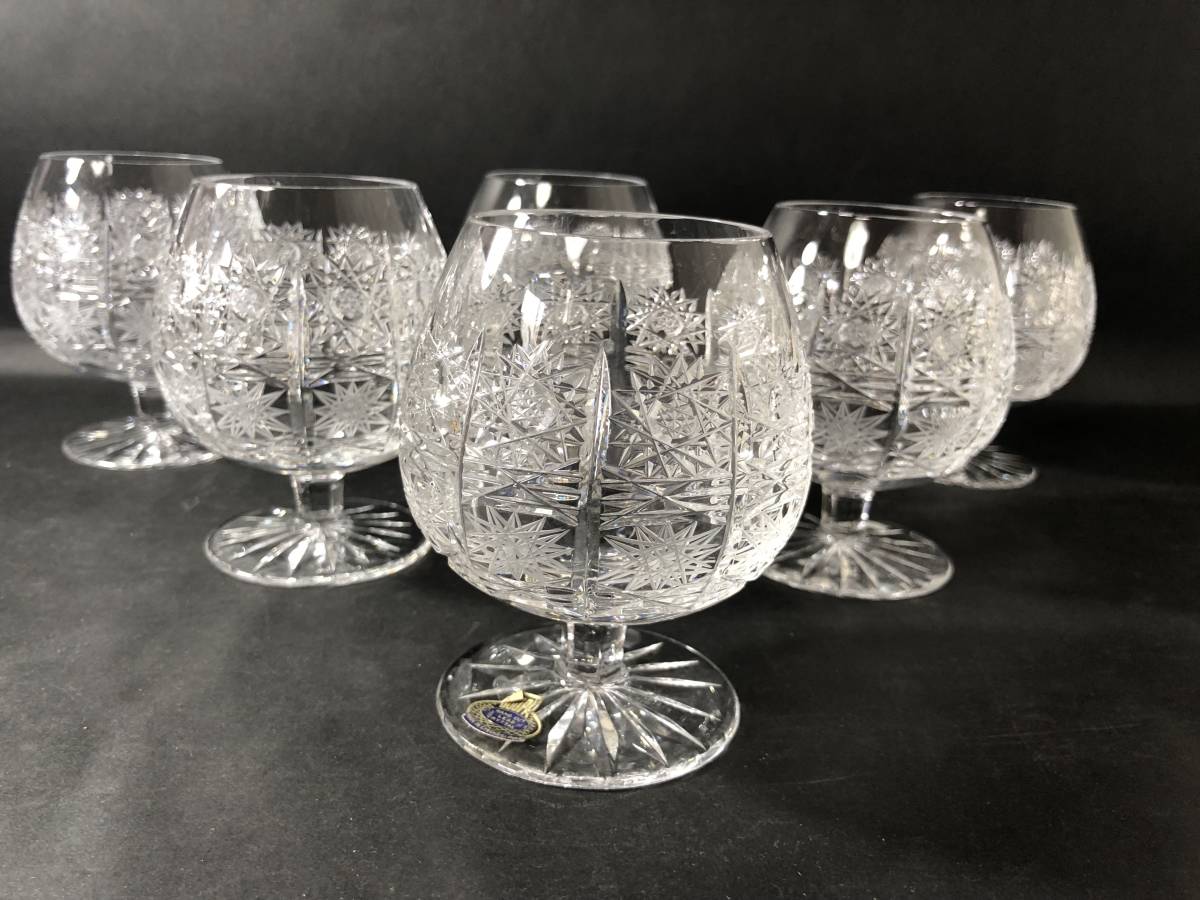  West glass bohemi Anne glass brandy glass 6 customer cut glass crystal glass table ko-tine-to