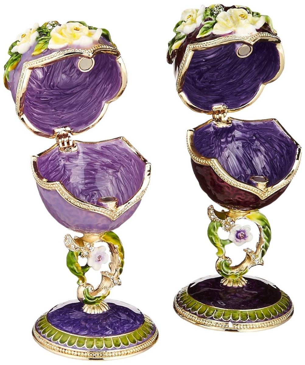 紫のサルビア ファベルジェエッグ インテリア装飾品飾り置物宝石宝物 ...