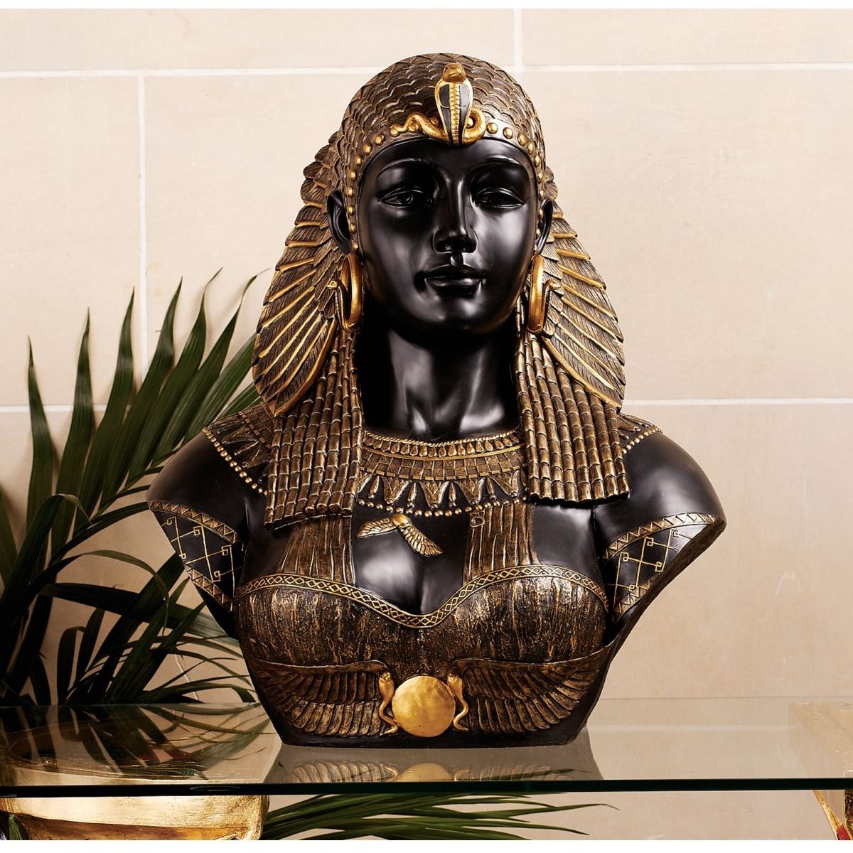 クレオパトラ胸像 インテリア彫刻置物オブジェ古代エジプト女王装飾品飾りネオクラシック調度品家具アクセント室内エスニック新古典派