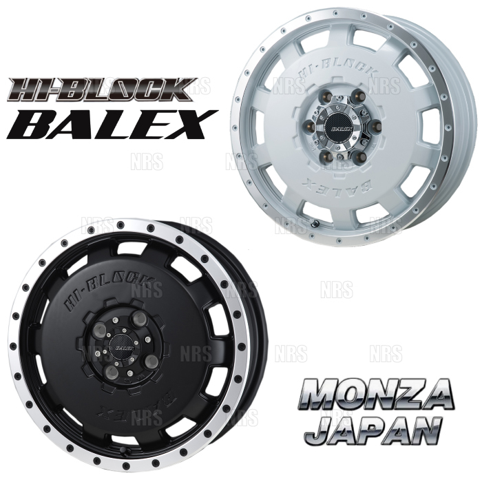 MONZA モンツァ HI-BLOCK BALEX バレックス (4本セット) 6.0J x 15 インセット+44 PCD139.7 6穴 Pホワイト/Rポリッシュ(BALEX-601544-WP-4S_画像1