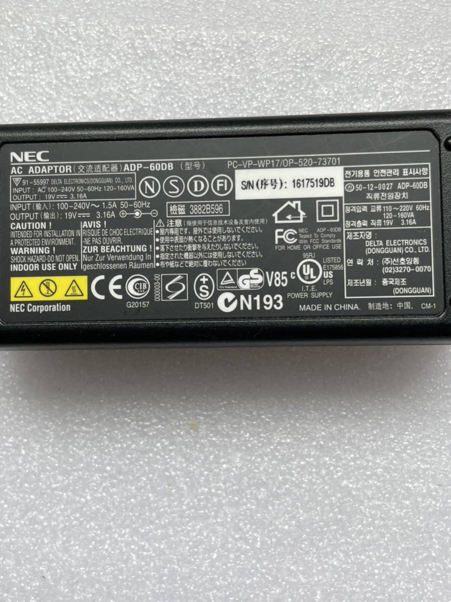 XL5769 NEC ACアダプタ ADP-60DB DC19V 3.16A 通電確認済 送料520円の画像7