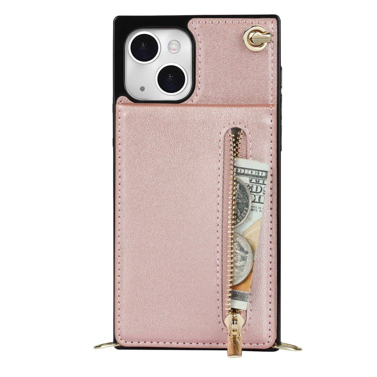 iPhone 13 mini レザーケース アイフォン13 ミニ　ショルダーケース カード収納 小銭入れ 財布型 ストラップ付き 肩掛け