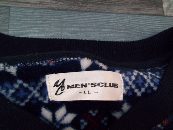 〈送料全国一律〉MEN’S CLUB メンズ 総柄 フリース ルームウェア 大きいサイズ LL 紺白赤_画像2