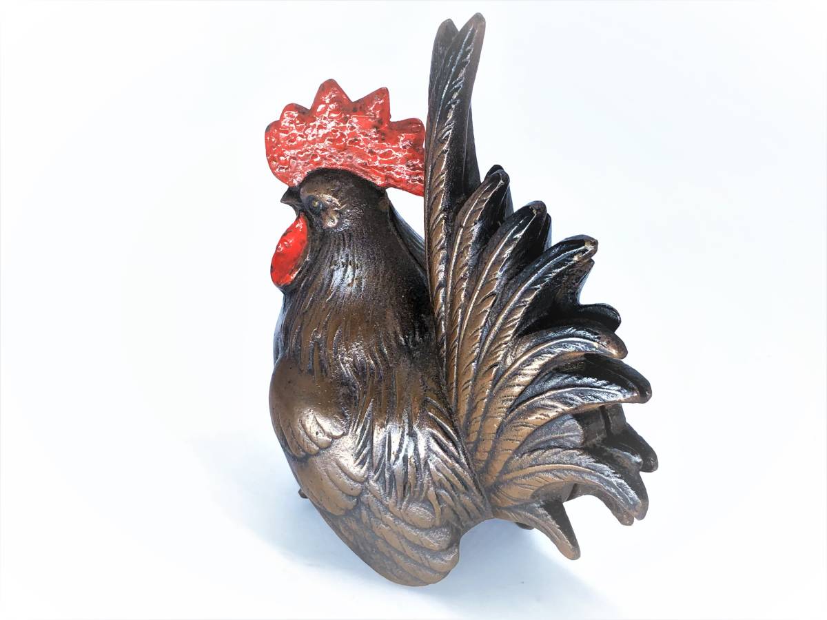 【鉄製置物　鶏】　昭和時代　銅色仕上　　　N0222A_画像6
