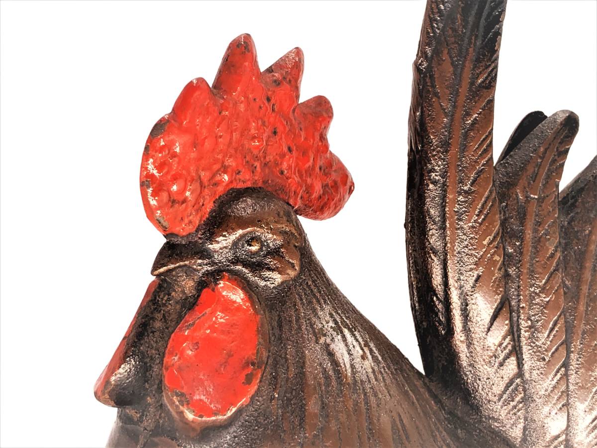 【鉄製置物　鶏】　昭和時代　銅色仕上　　　N0222A_画像2