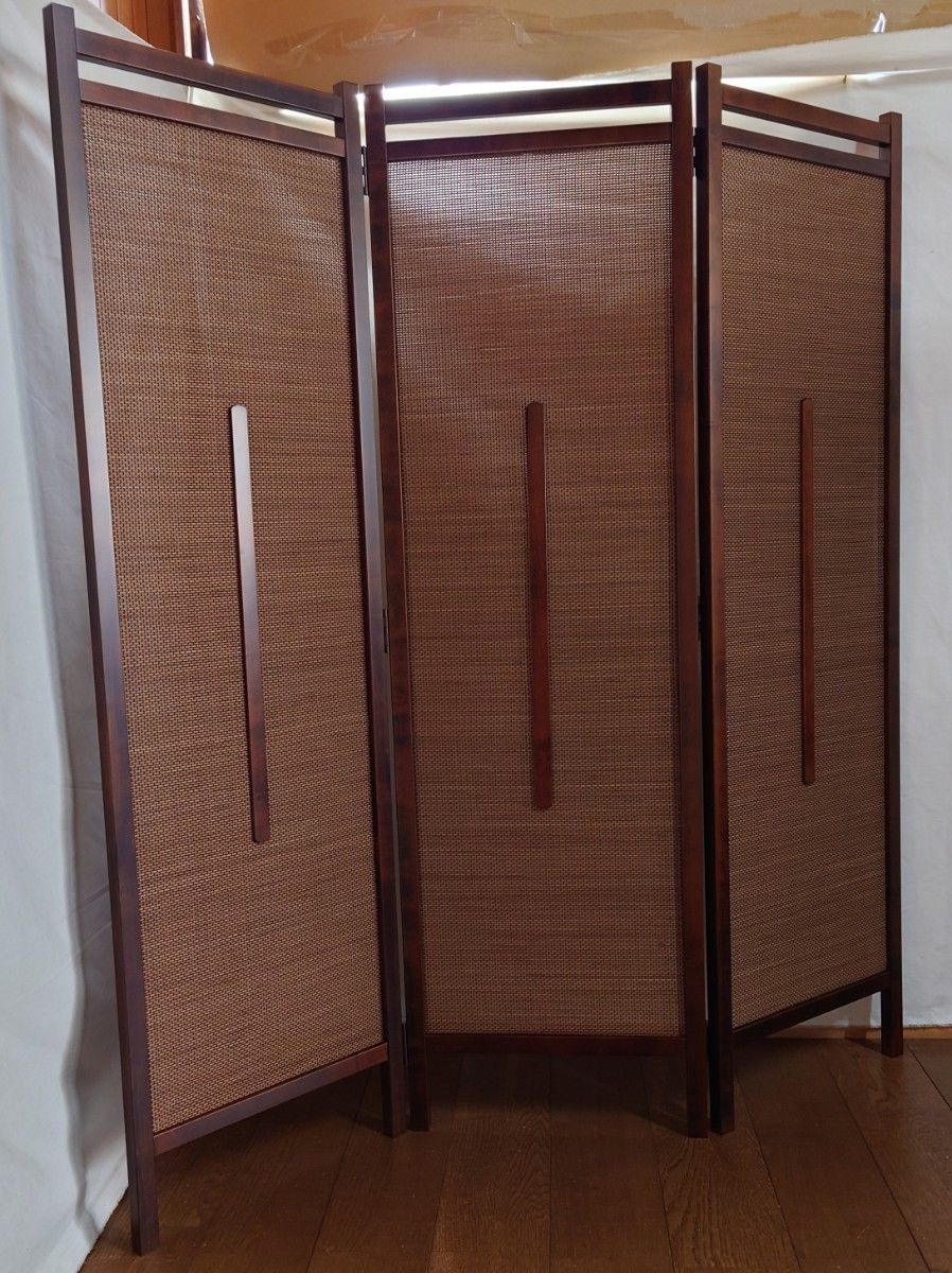 衝立3連屏風衝立間仕切り折り畳み式パーテーション竹使用スクリーン 高