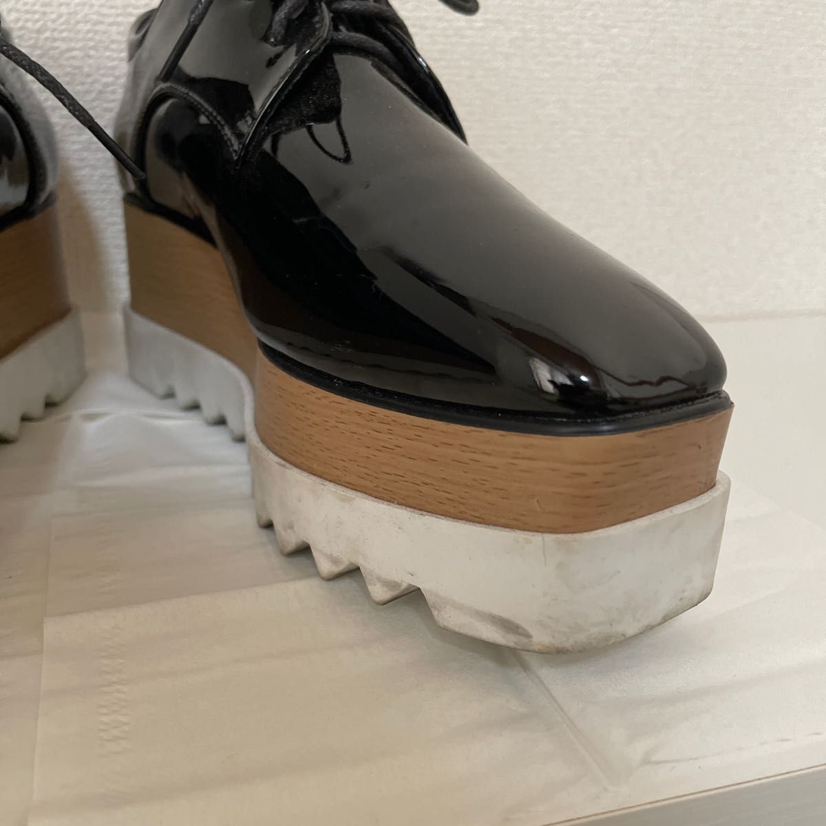DAIYAER レディース シューズ 靴 厚底 ローファー エナメル ブラウン ブラック 紐靴 40 大きいサイズ
