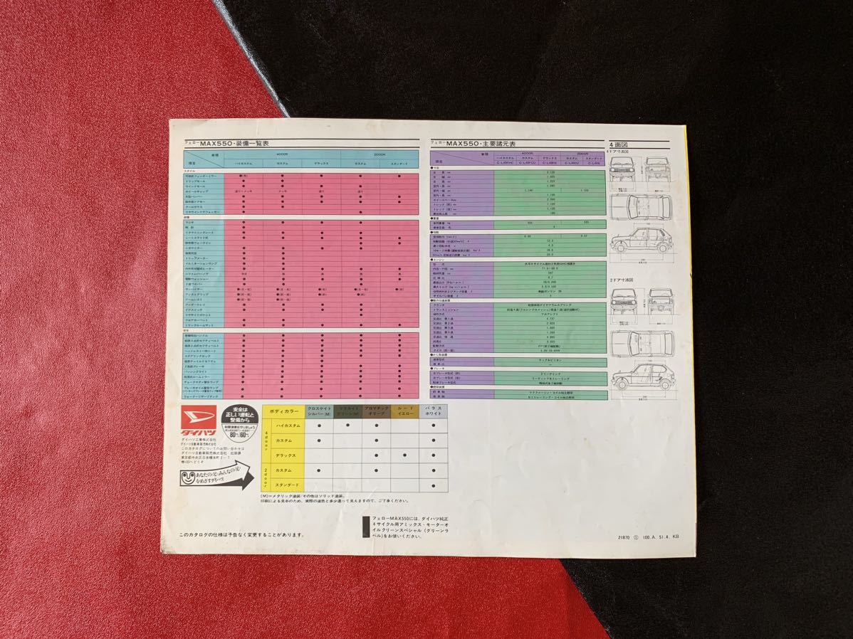 1JPY 1円スタート処分特価♪ジャンク指定条件下 当時物 1976ダイハツ フェロー マックス550 旧車カタログ DAIHATSU FELLOW MAX 550 CATALOG_画像2