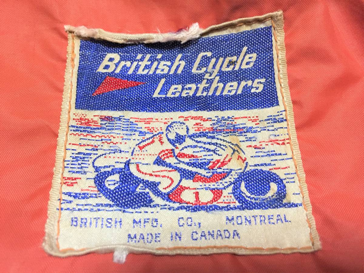 【再入荷】 70's "British Cycle Leathers" シングルライダースジャケット ビンテージ品 Lサイズ 【再入荷】 70's "British Cycle Leathers" シングルライダースジャケット ビンテージ品 Lサイズ