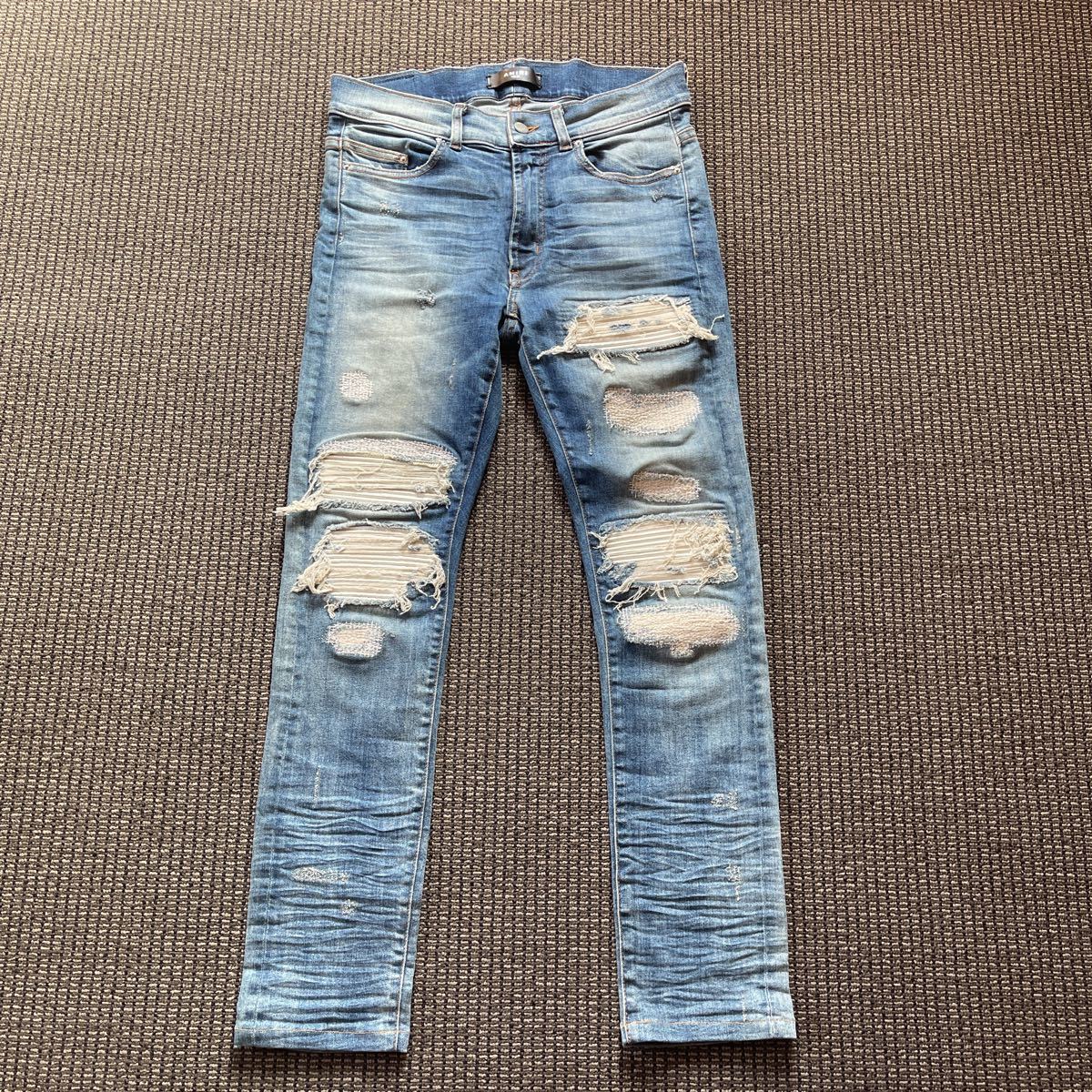 AMIRI アミリ デニム レザー ダメージデニム 30 裾上げ品 www