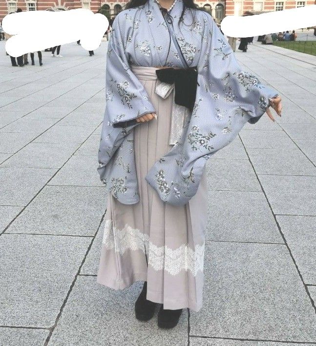 卒業袴セット 2尺袖+袴+髪飾り2点+腰リボン 数時間着用のみの美品