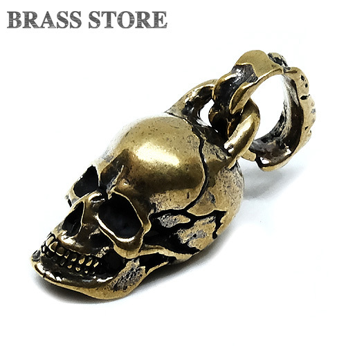  brass skull pendant top ( Gold ).. skeleton ...gaikotsu key ring necklace American Casual brass custom parts 