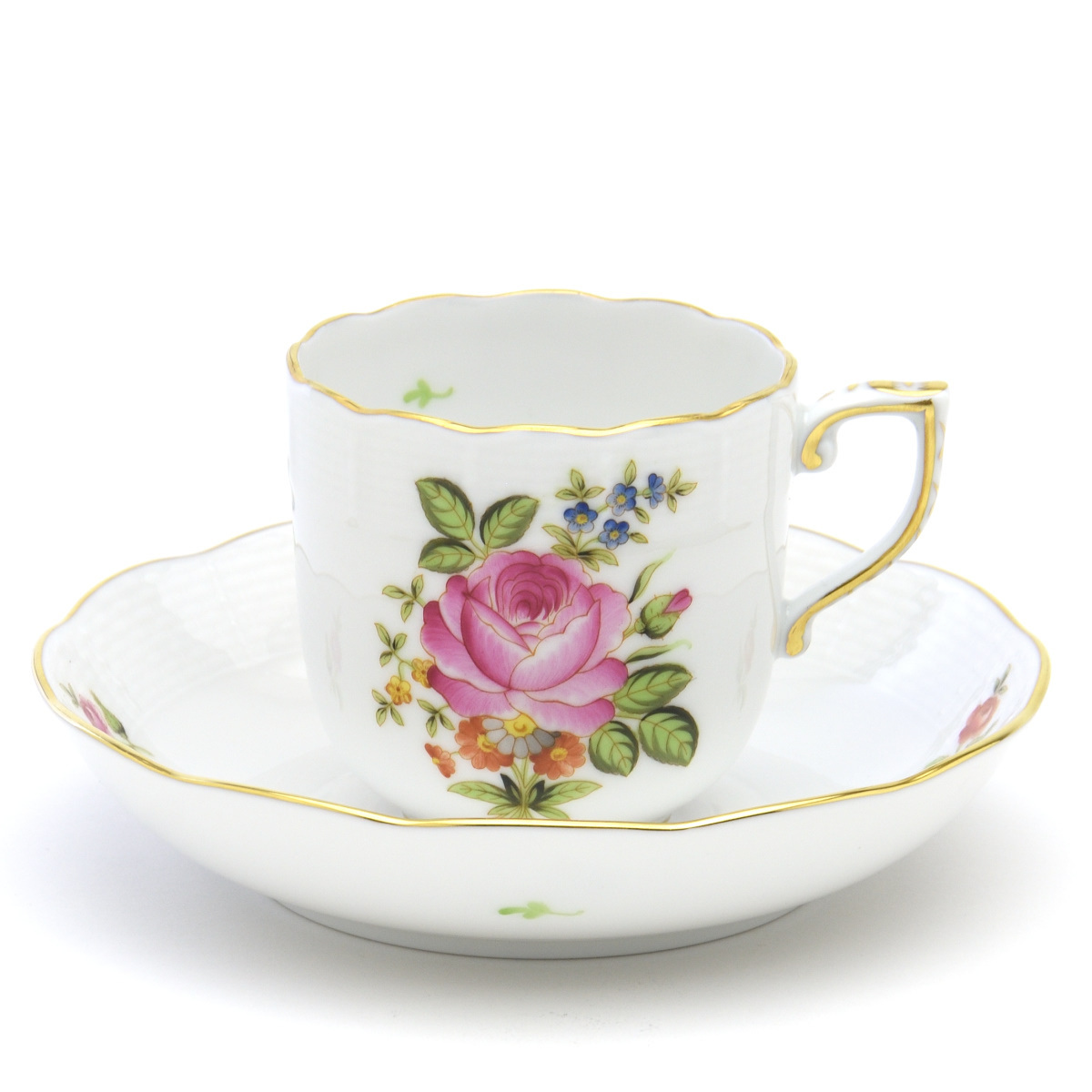 ヘレンド(Herend) コーヒーカップ 小さな薔薇の花束/ピンク 珈琲碗皿 手描き 磁器製 洋食器 モカカップ ハンガリー製 新品