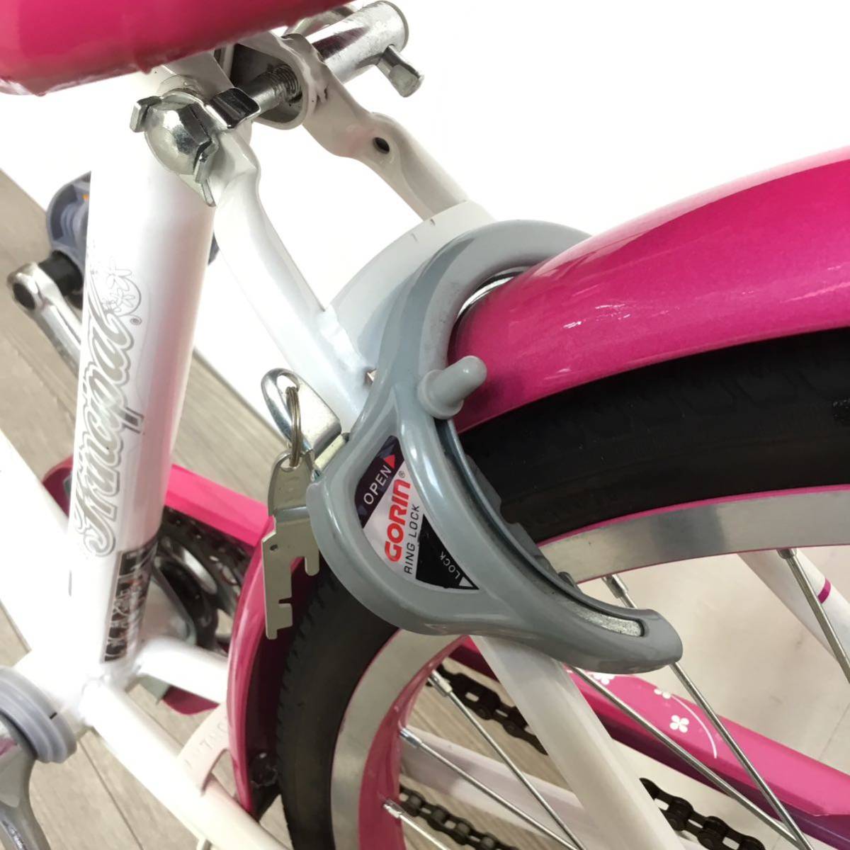 24インチ 子供用 自転車 (1360) ピンク ホワイト AM7NC70215 未使用品◎_画像7
